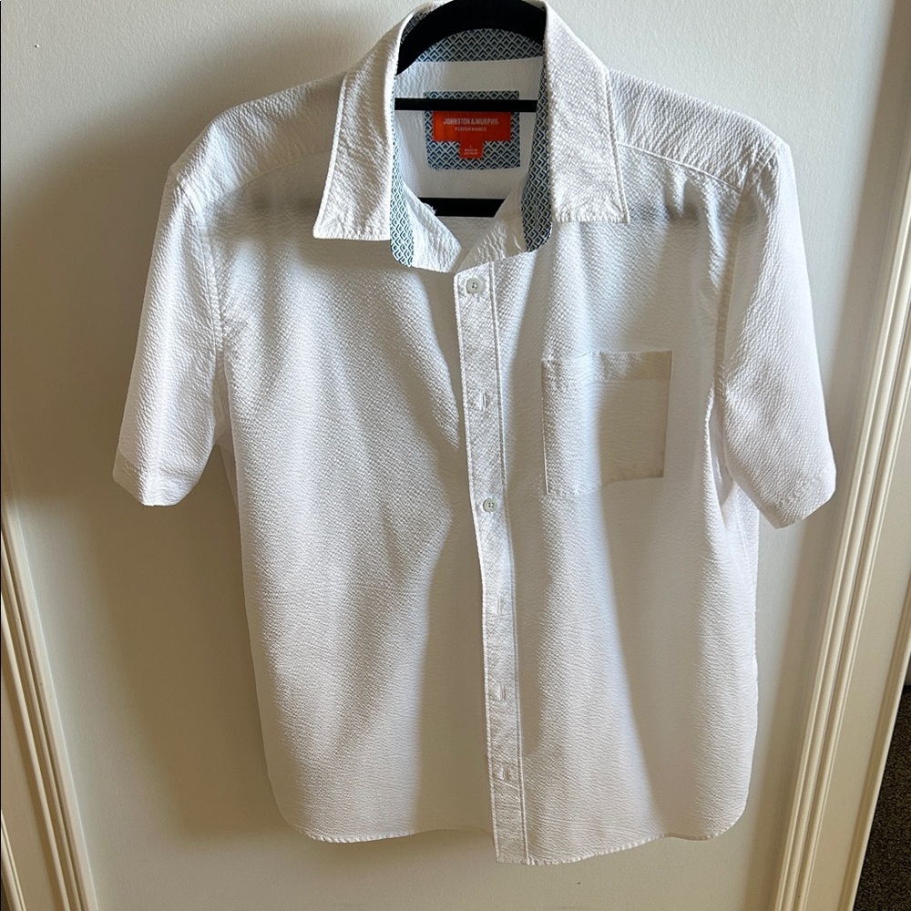 Johnston & Murphy White Casual Button Down Shirt